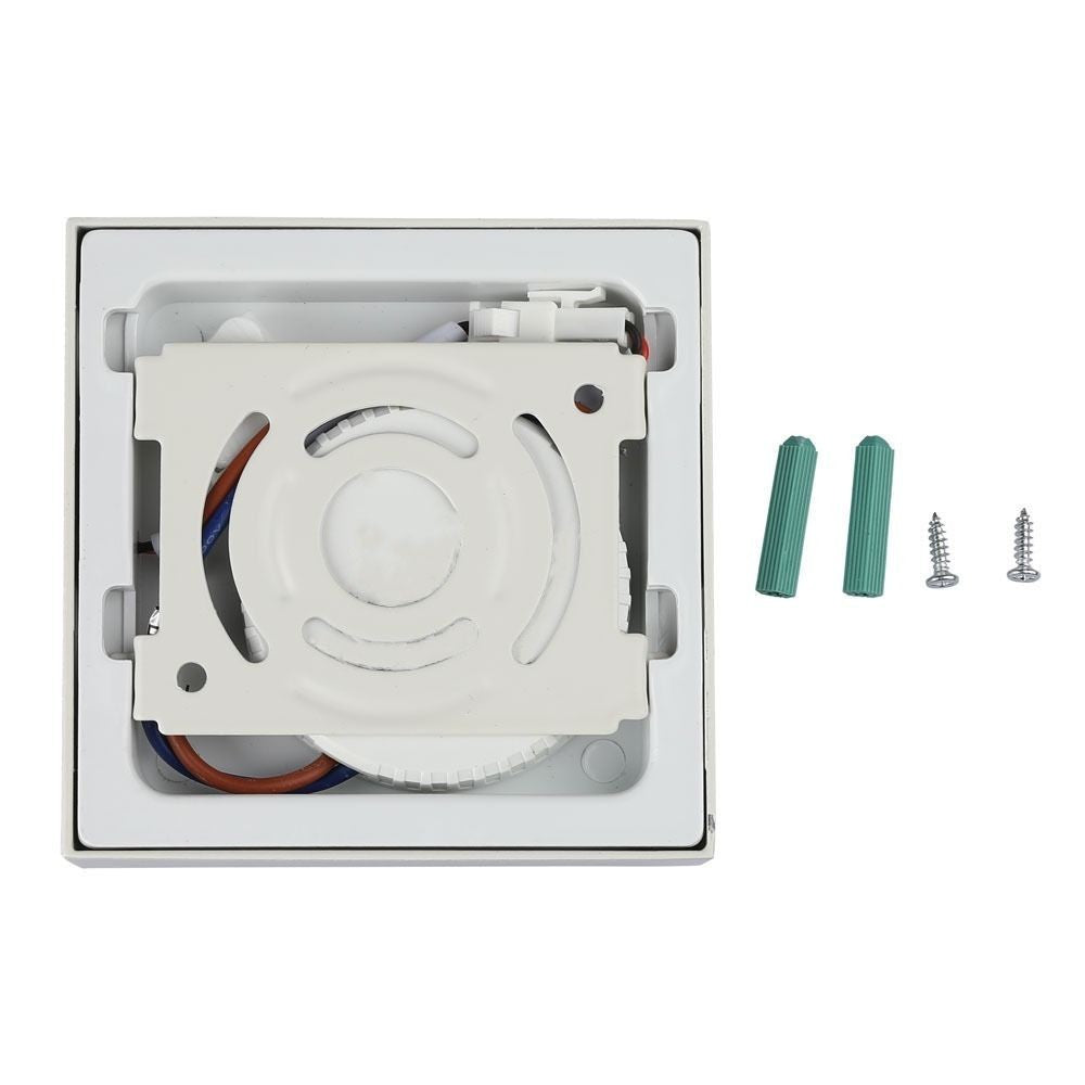V-Tac 12W LED loftslampe - 14 x 14cm, Højde: 2,4cm, hvid kant, inkl. lyskilde, erstatter 60W, 900lm