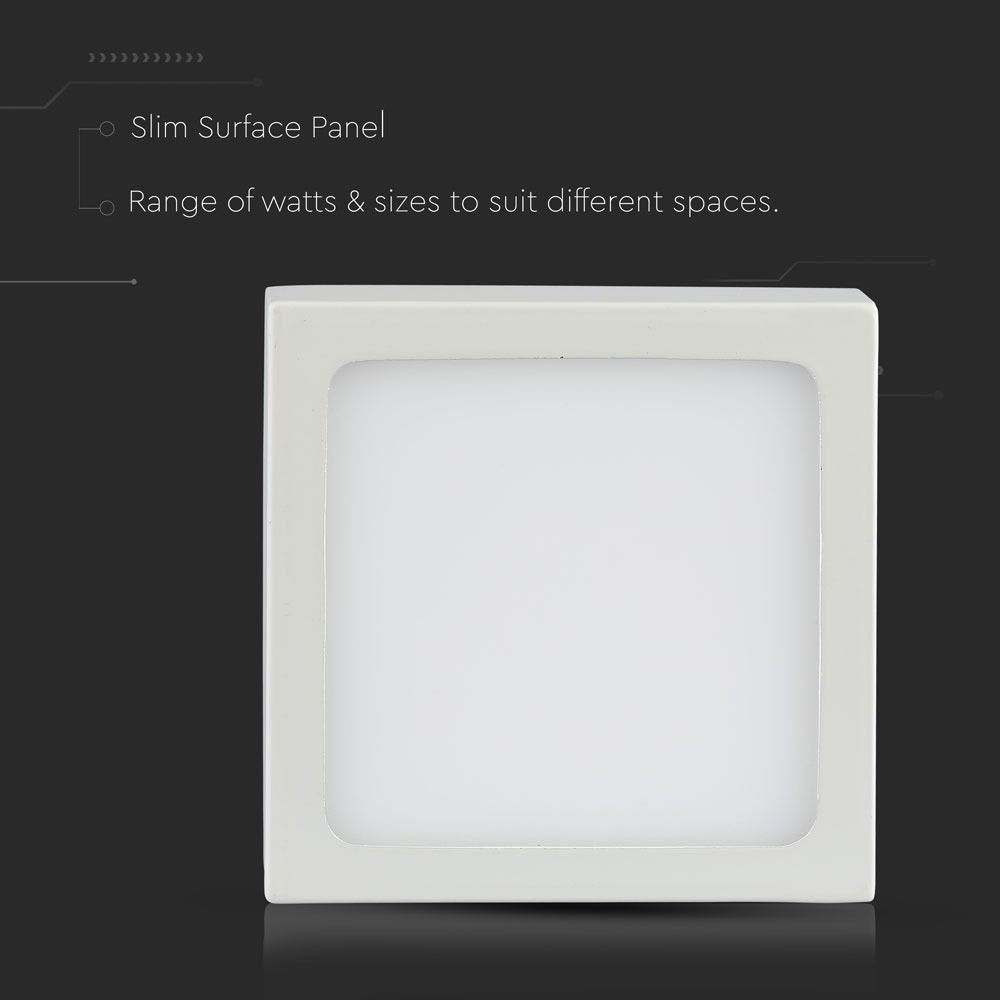 V-Tac 12W LED loftslampe - 14 x 14cm, Højde: 2,4cm, hvid kant, inkl. lyskilde, erstatter 60W, 900lm