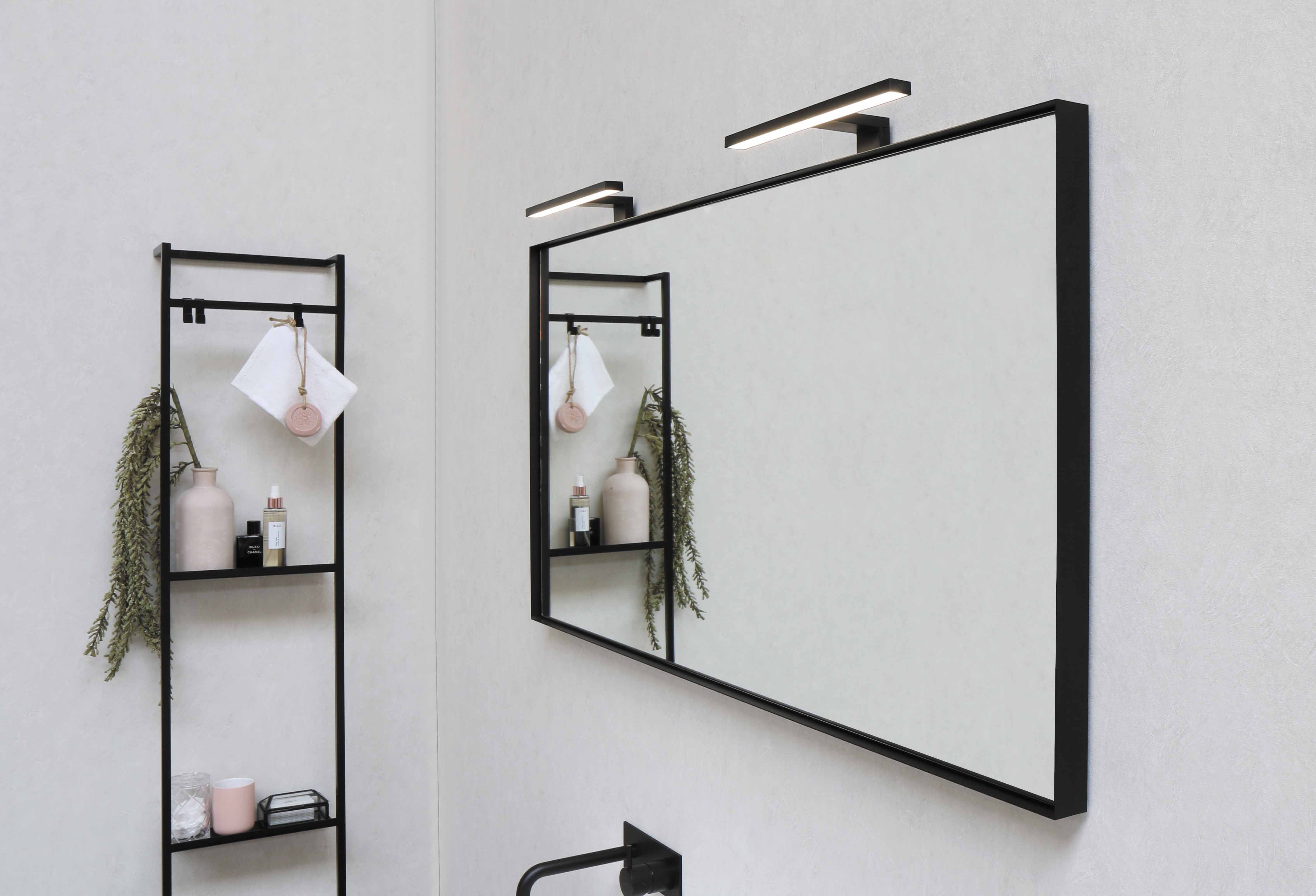Sanibell Basicline spejl 50x60cm, mat sort aluramme