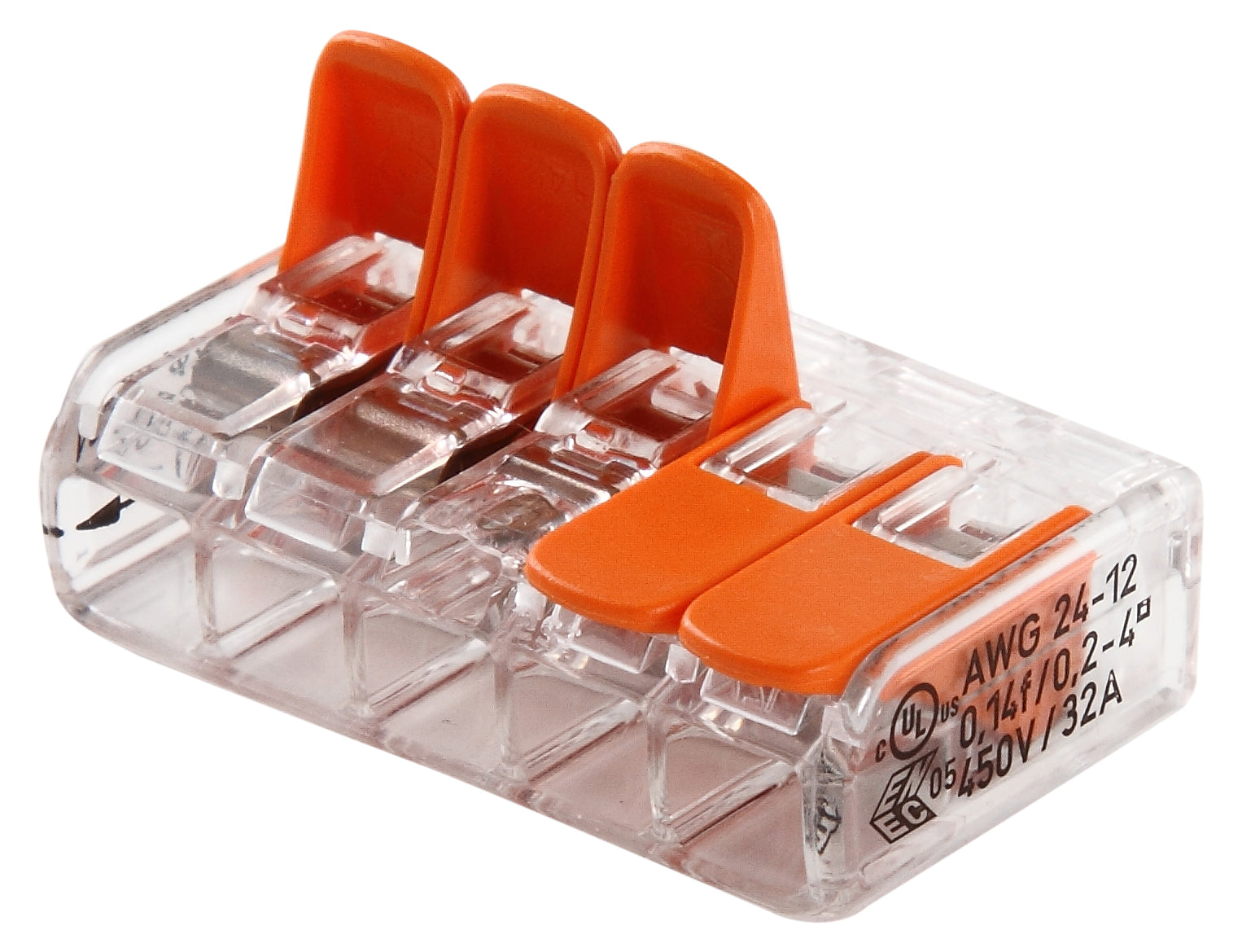 Samlemuffe 5x0,2-4 mm² transparent med orange pal, serie 221