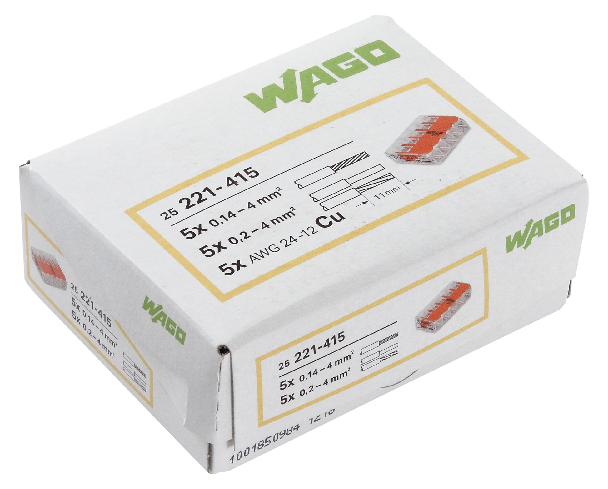 Samlemuffe 5x0,2-4 mm² transparent med orange pal, serie 221