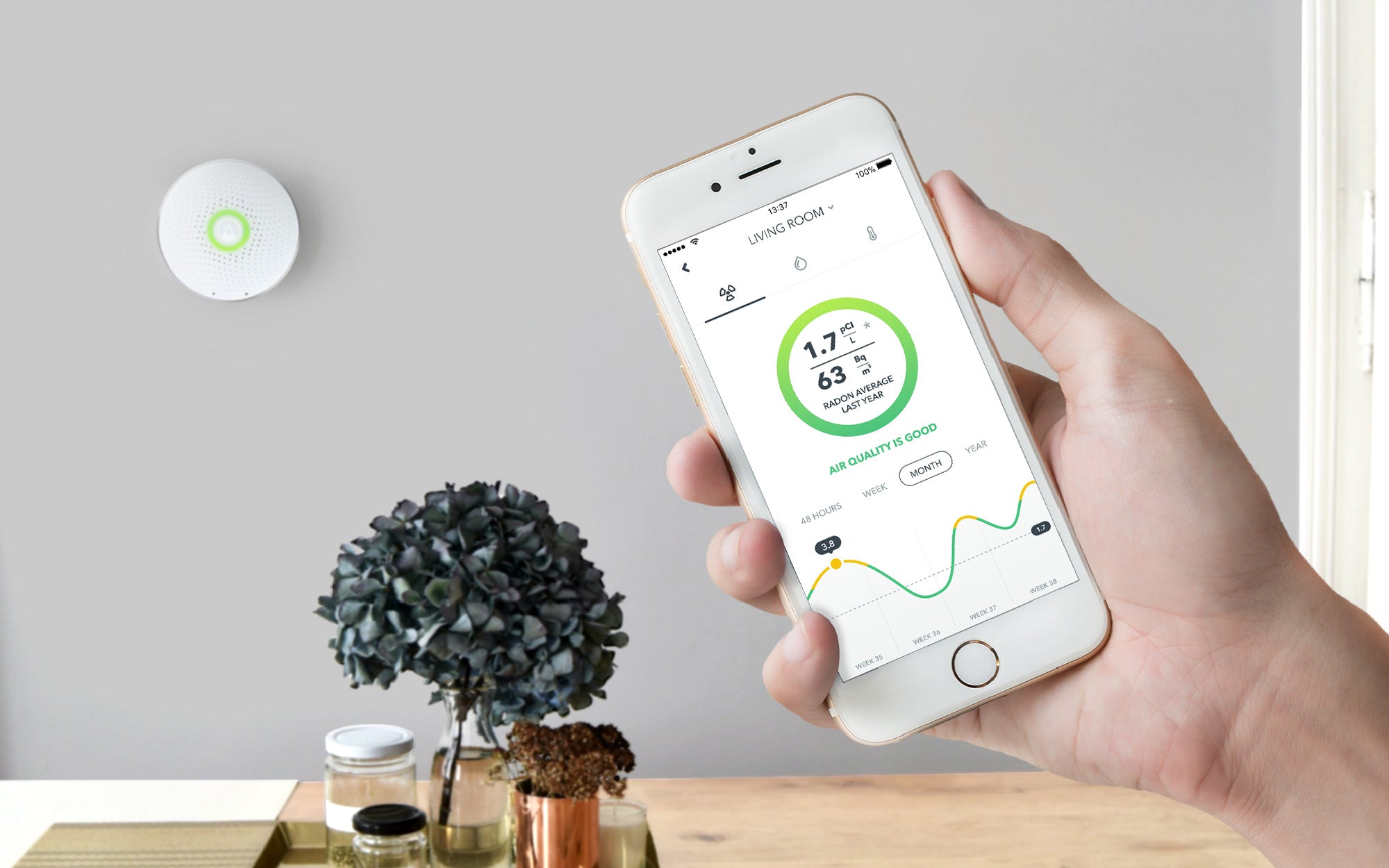 AIRTHINGS Wave luftkvalitets- og radonmåler