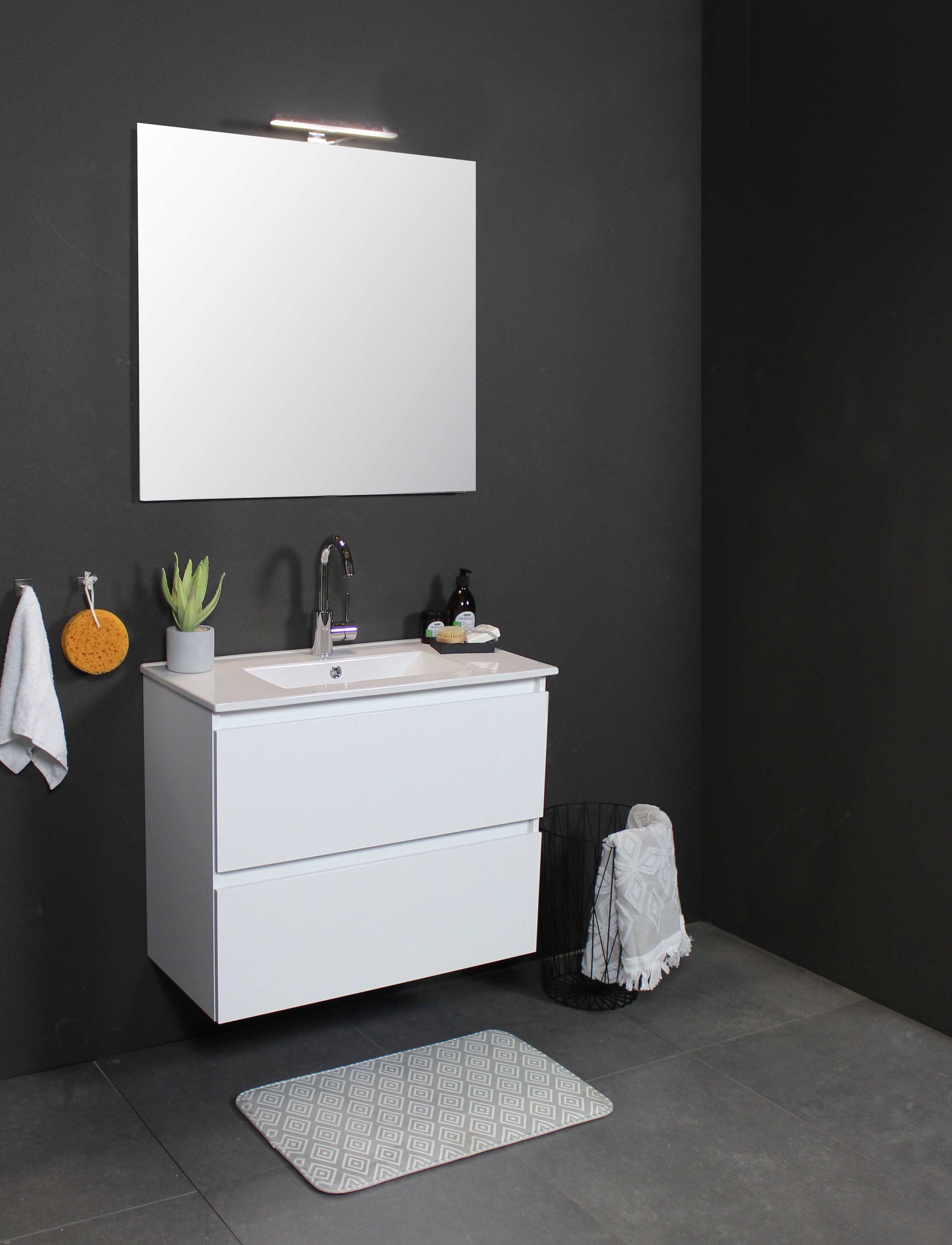 Sanibell Basicline grebsfri møbelsæt 101x46,5cm hvid højglans