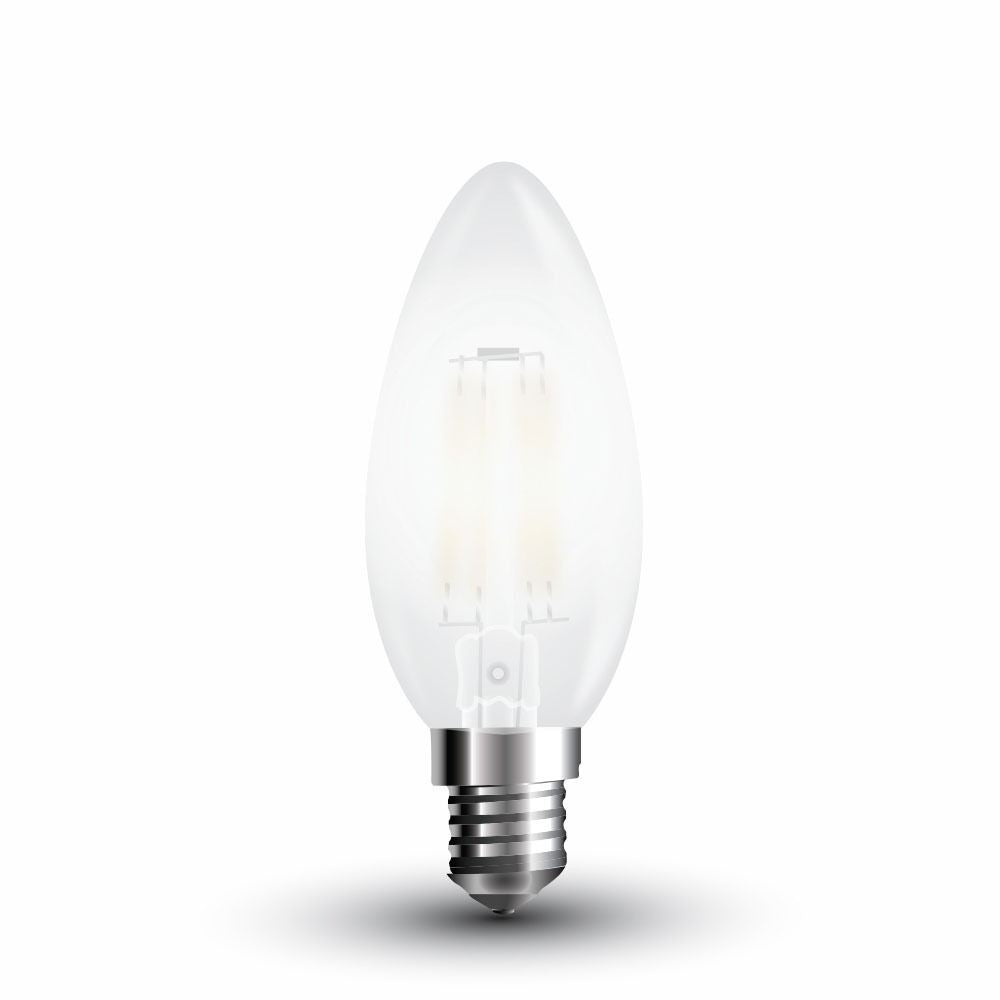 V-Tac 4W LED kertepære med E14 fatning - 400lm, Kultråd, RA80, matteret glas