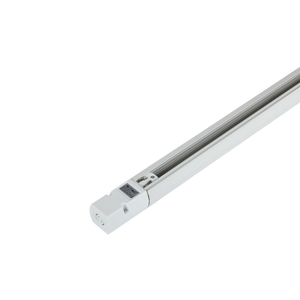 V-Tac 1,5m Hvid 3-faset Skinnespot Skinneskinne inkl. Tilslutning og Endeprop (230V)