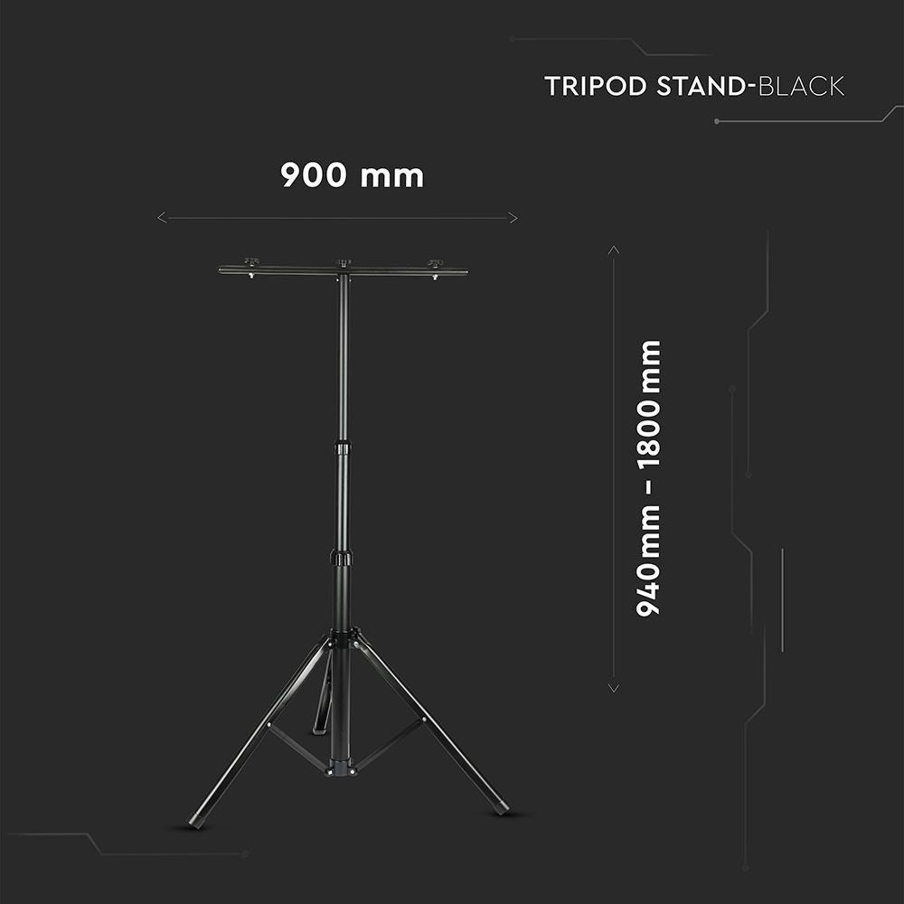 V-Tac Stander til projektører - Tripod, sort, sammenklappelig