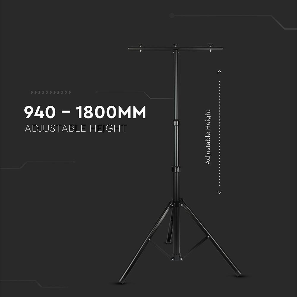 V-Tac Stander til projektører - Tripod, sort, sammenklappelig