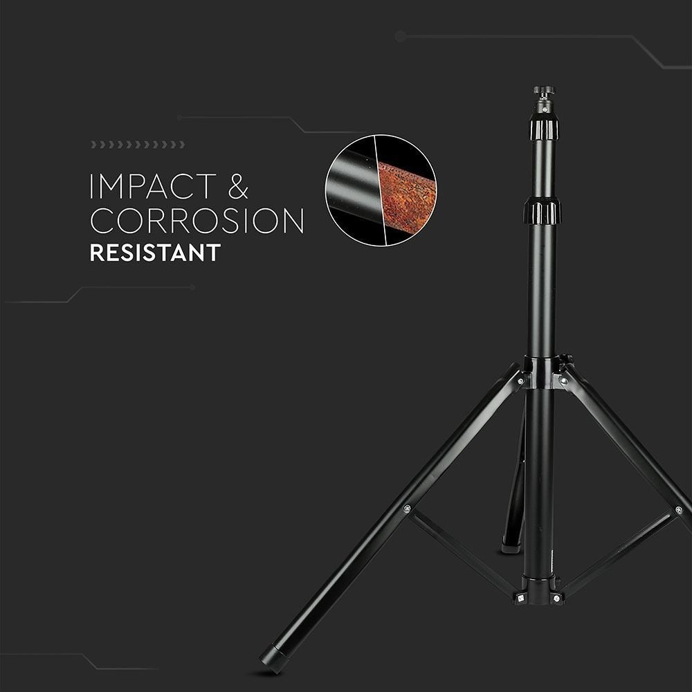 V-Tac Stander til projektører - Tripod, sort, sammenklappelig