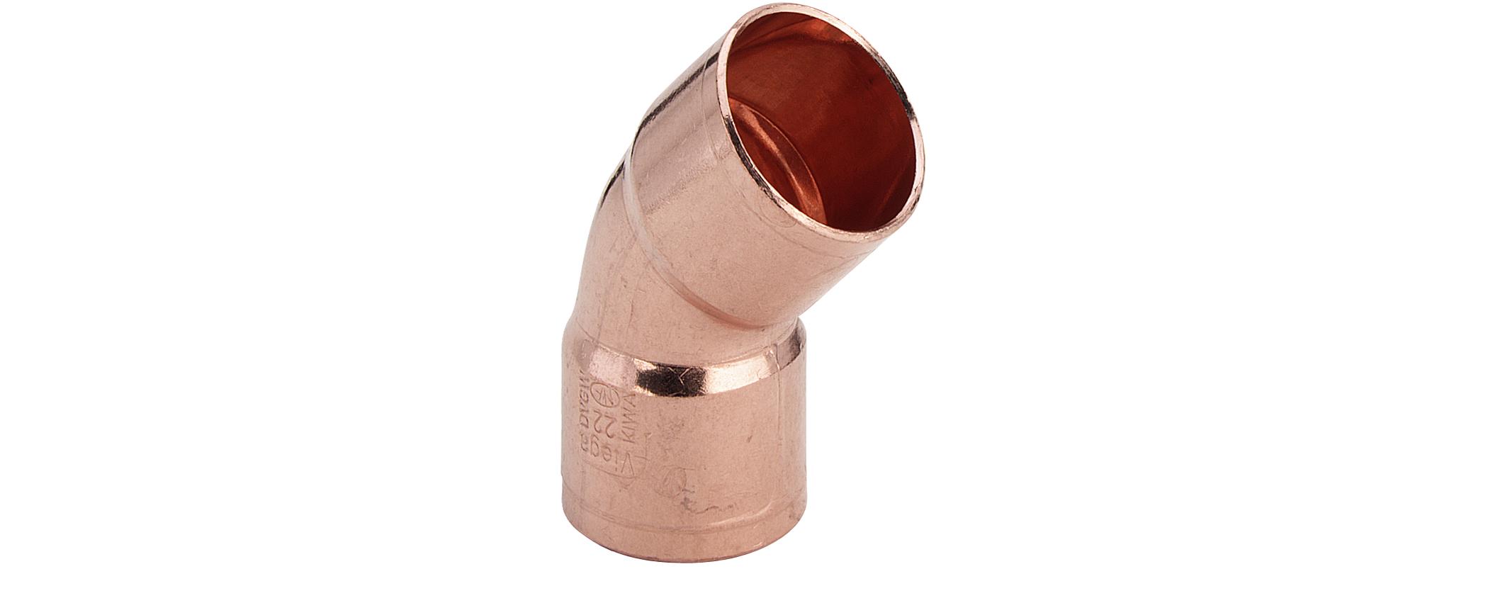 22 mm Lodde bøjning 45° muffe/muffe