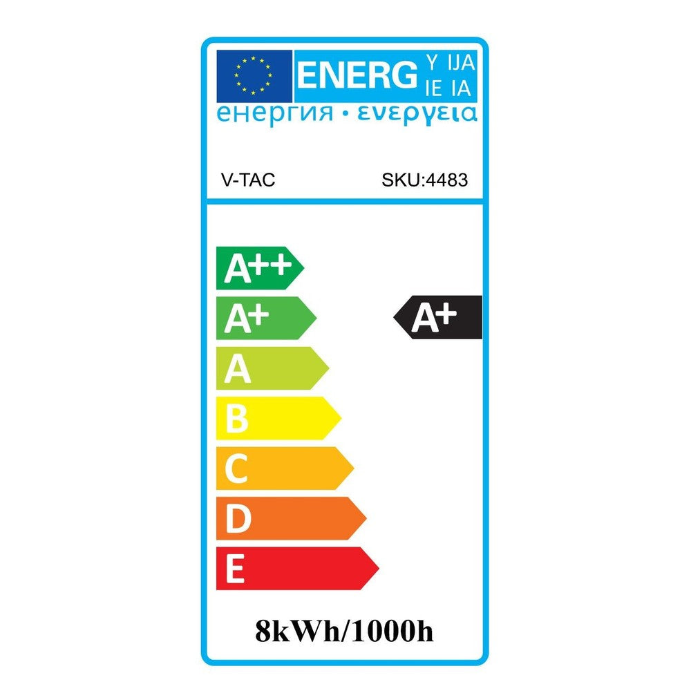 V-Tac 8W LED pære, Kultråd, matteret, A67, E27 - Erstatter 60W - 230V - 800lm - RA80