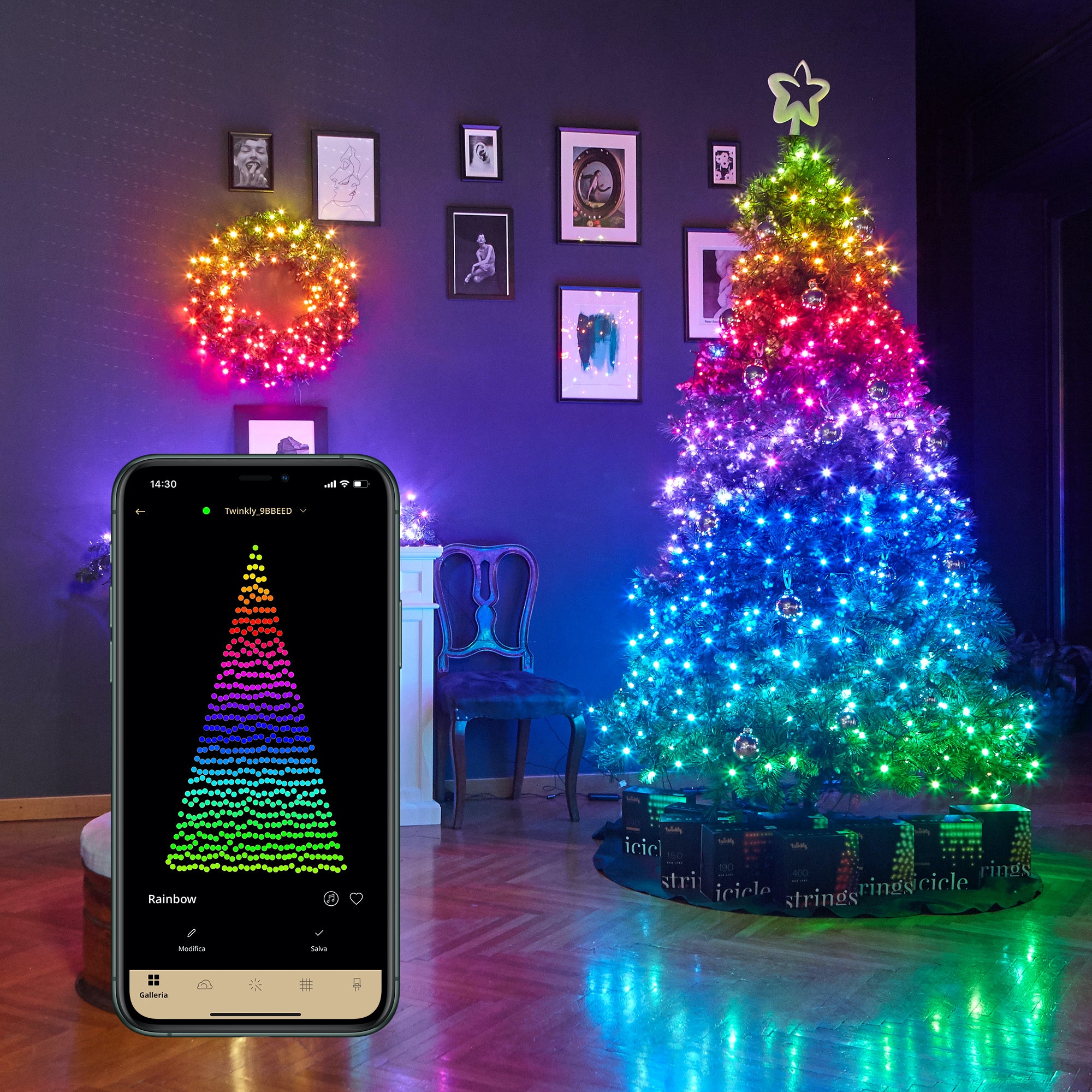 Twinkly String 250 RGB+White LED, app styret lyskæde