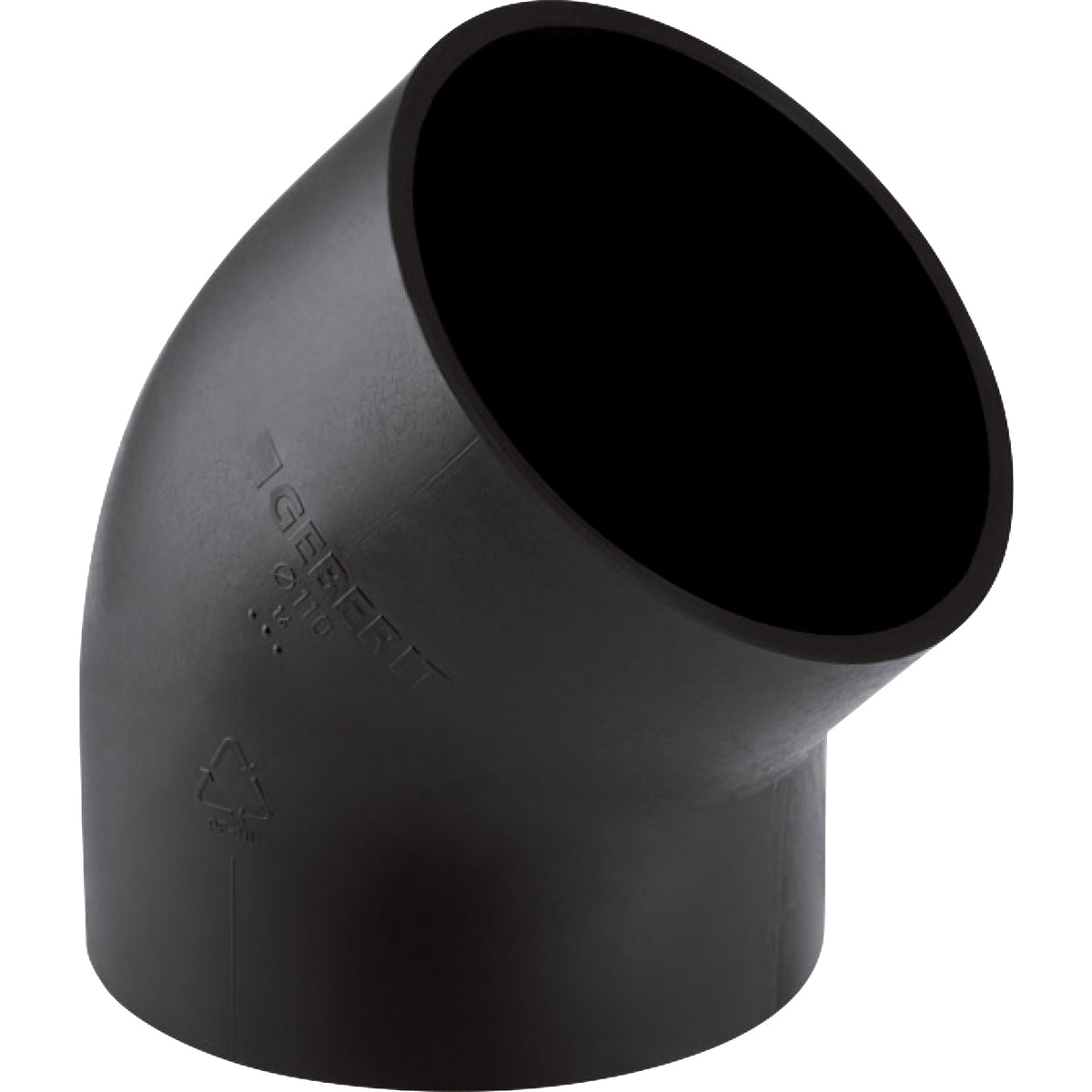 Geberit 75 mm 45° sort PEH-afløbsbøjning