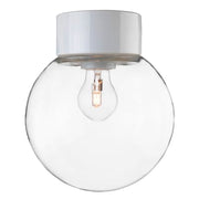 Loft- og Vægarmatur Classic Glob hvid, 200 klart glas E27