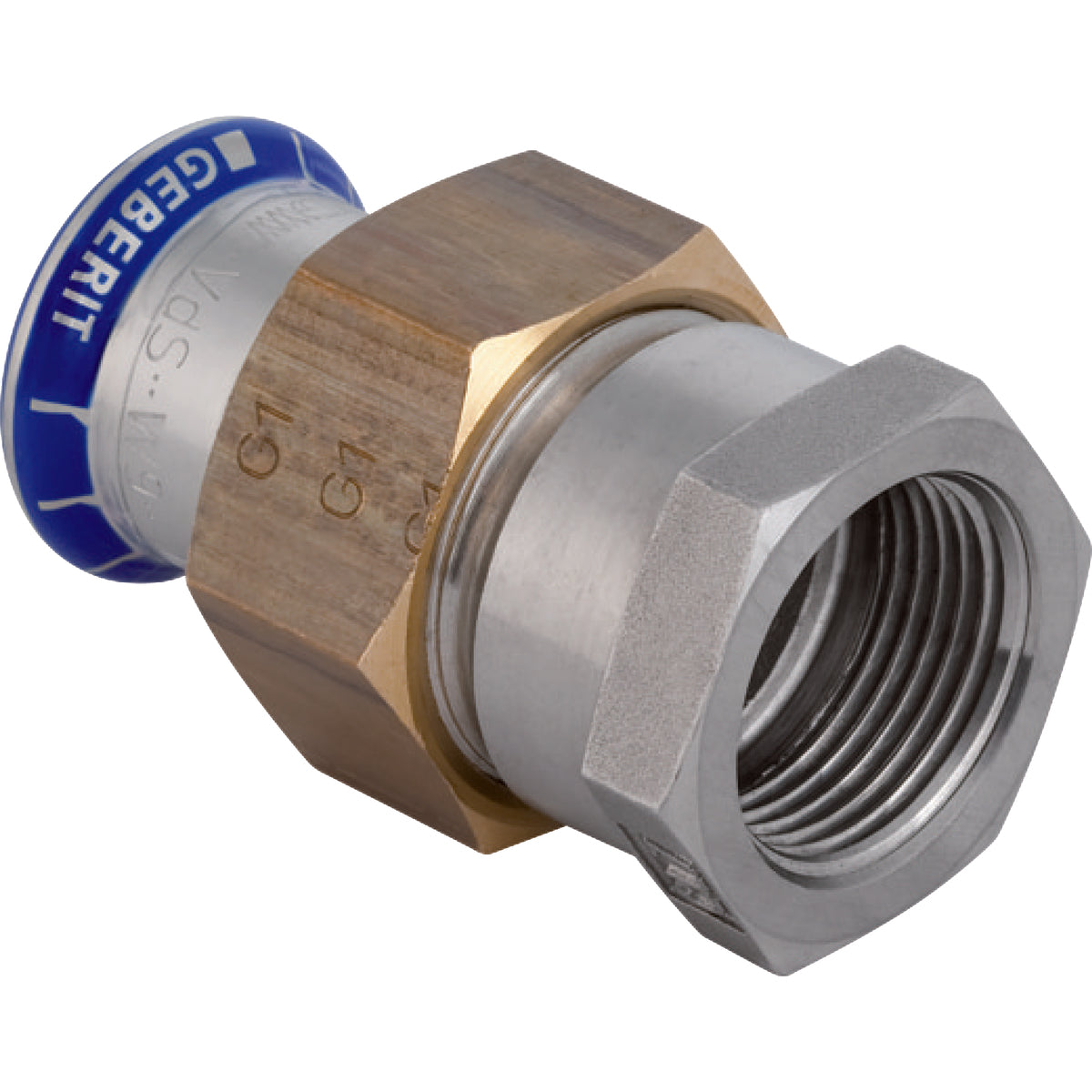 22mm x 1" union muf/muf Mapress RF/messing