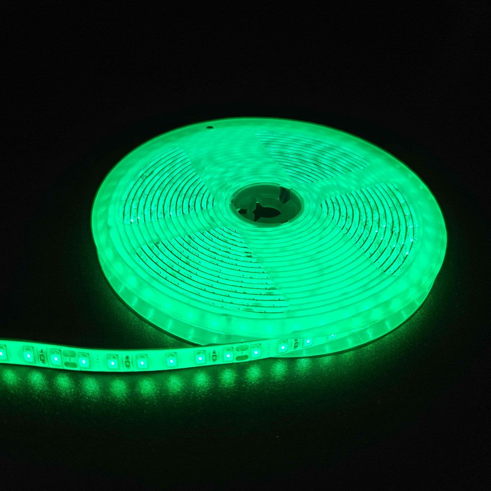 Grøn LED Strip - 5m, 120 LED pr. meter, 24V, Vandtæt IP65