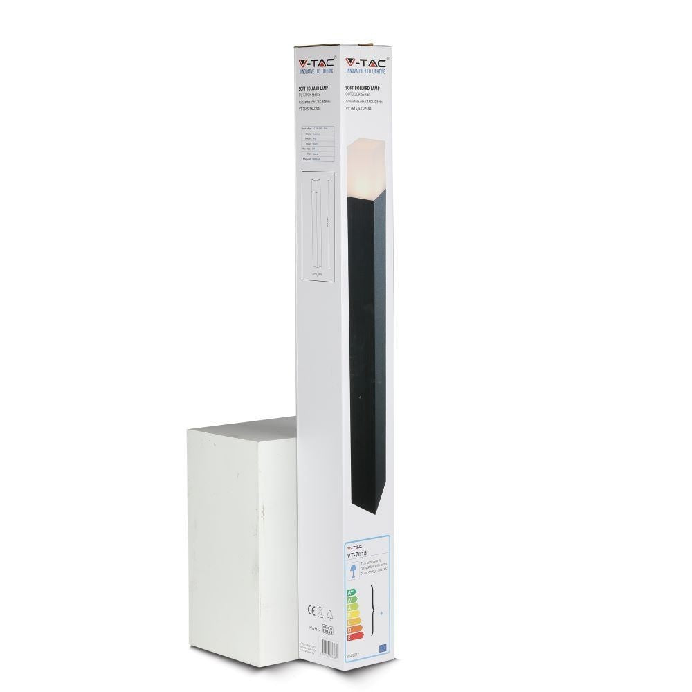 V-Tac Sort Firkantet Havelampe - 80 cm, IP54, GU10 Fatning, Uden Lyskilde - 230V, 35W, 3 Års Garanti