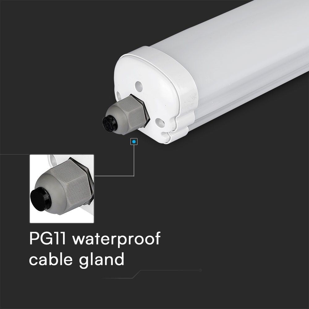 V-Tac vandtæt 36W LED armatur - 120 cm, 120lm/W, Samsung LED chip, IP65, 230V