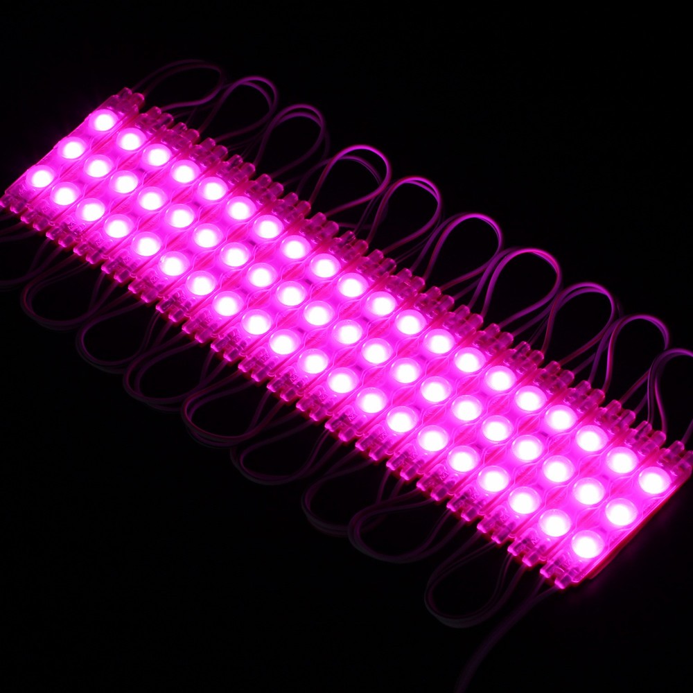 Vandtæt LED modul i pink - 1,1W pr. stk, IP66, 12V, velegnet til skilte og specialløsninger