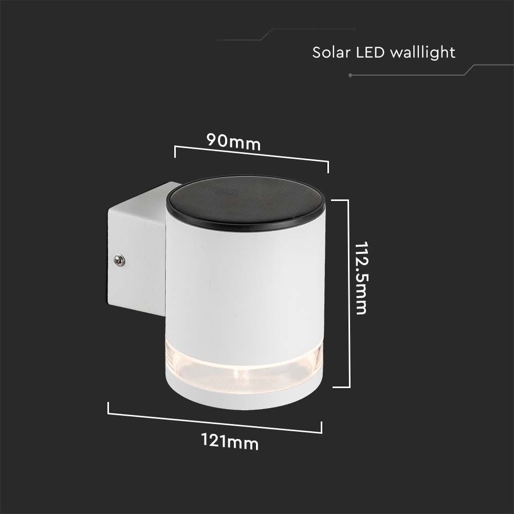 V-Tac 0.55W Solcelle Væglampe LED Hvid IP54 70lm med 3 års garanti