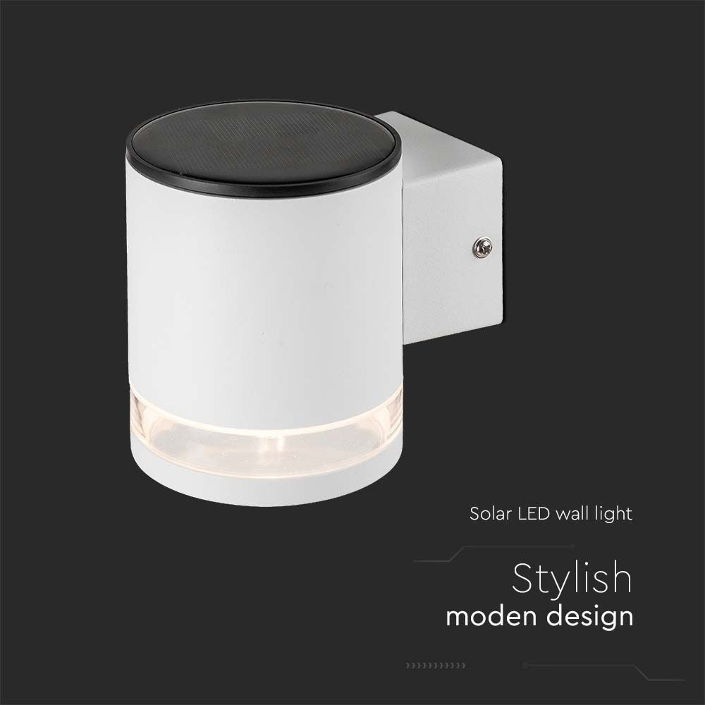 V-Tac 0.55W Solcelle Væglampe LED Hvid IP54 70lm med 3 års garanti