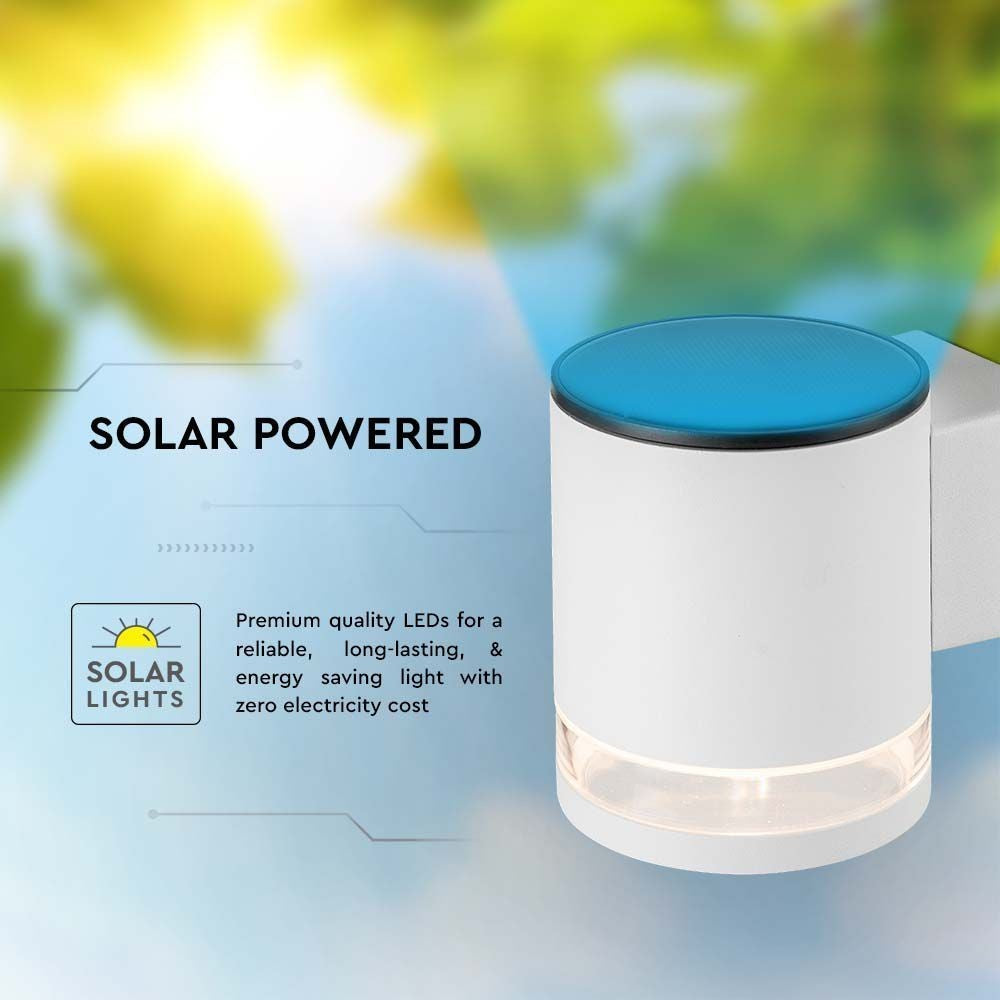 V-Tac 0.55W Solcelle Væglampe LED Hvid IP54 70lm med 3 års garanti