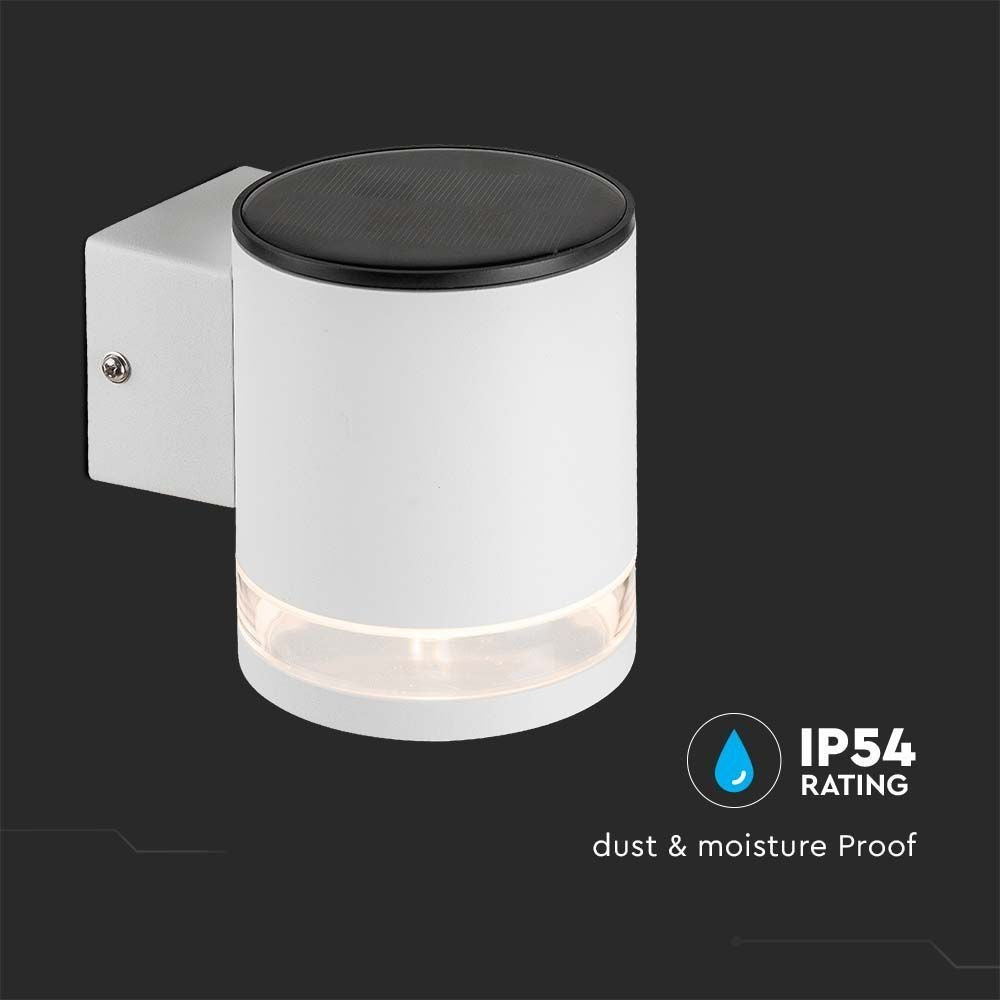 V-Tac 0.55W Solcelle Væglampe LED Hvid IP54 70lm med 3 års garanti