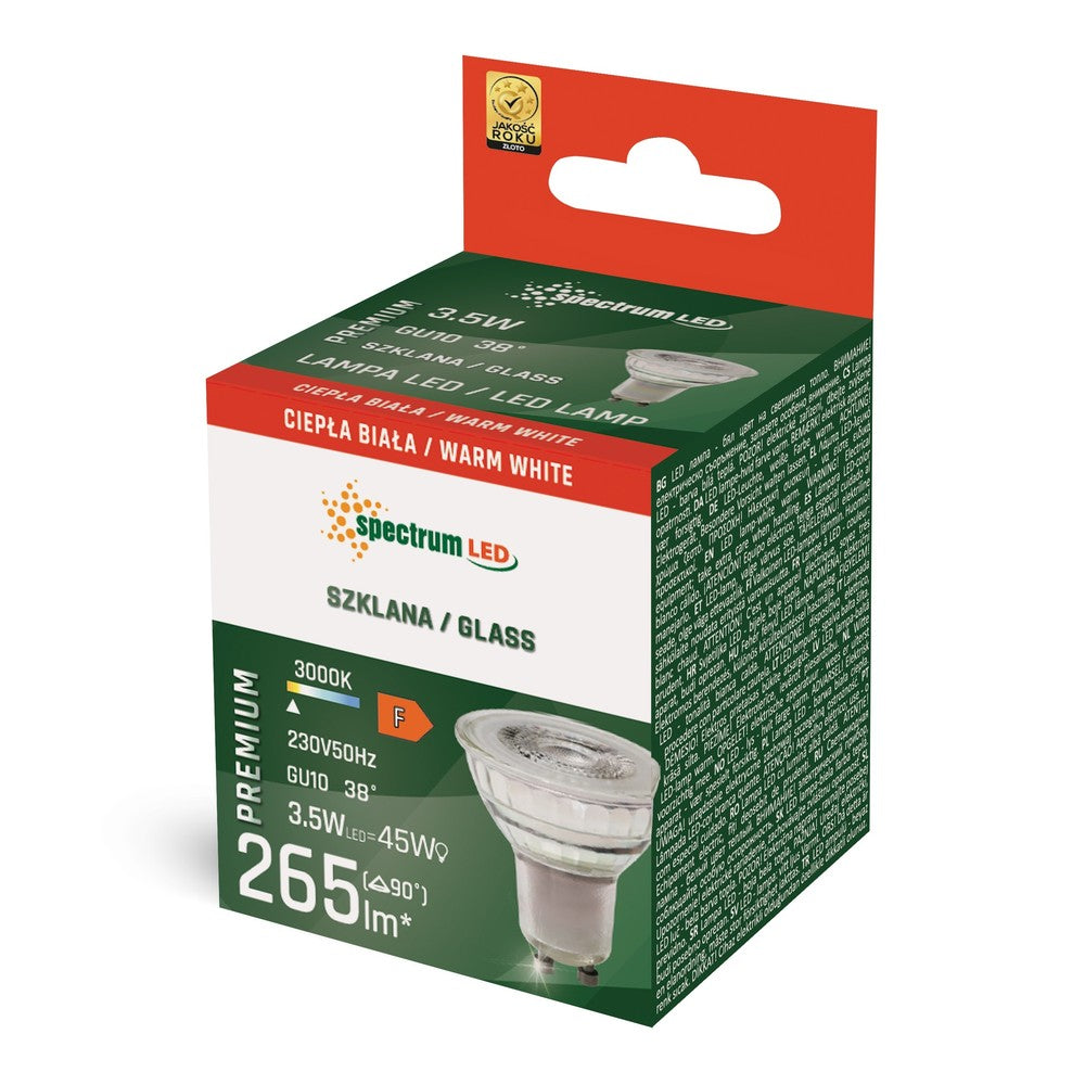 Spectrum 3,5W LED spot - 230V, GU10, 265lm, RA80 - Energibesparende spot med GU10 fatning til 230V netstrøm