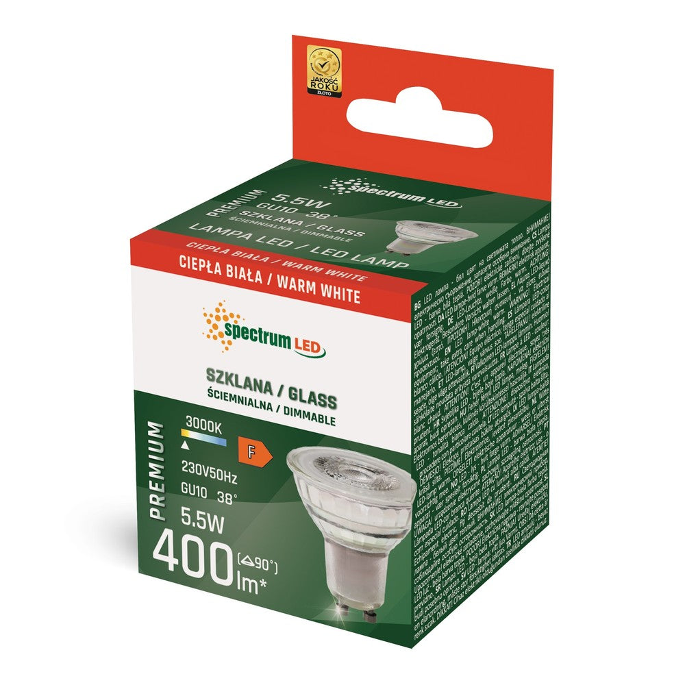 Spectrum 5,5W LED spot - Dæmpbar, 230V, GU10 fatning med 400lm og RA80