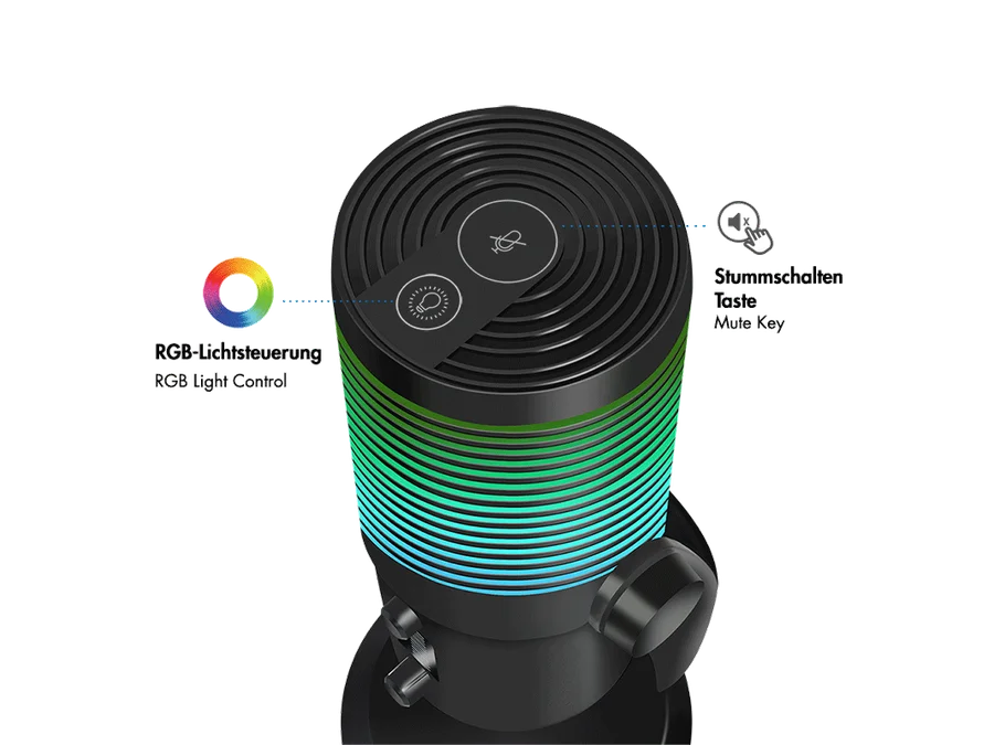 Støjreducerende mikrofon, cardioid/omni. - 192kHz/24bit, RGB