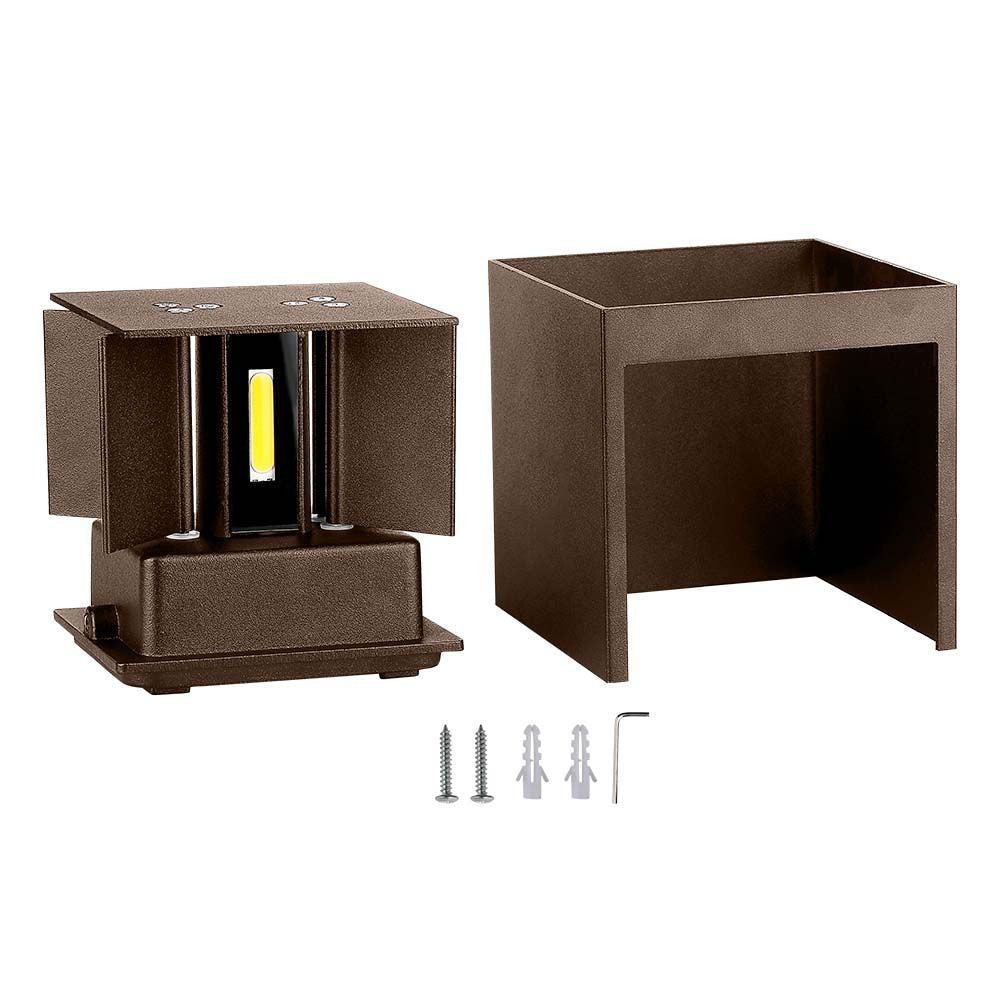 V-Tac 11W LED corten væglampe - Firkantet, justerbar spredning, IP65 udendørs, inkl. lyskilde