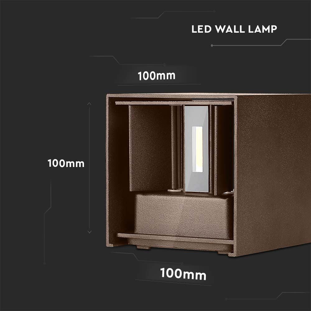 V-Tac 11W LED corten væglampe - Firkantet, justerbar spredning, IP65 udendørs, inkl. lyskilde
