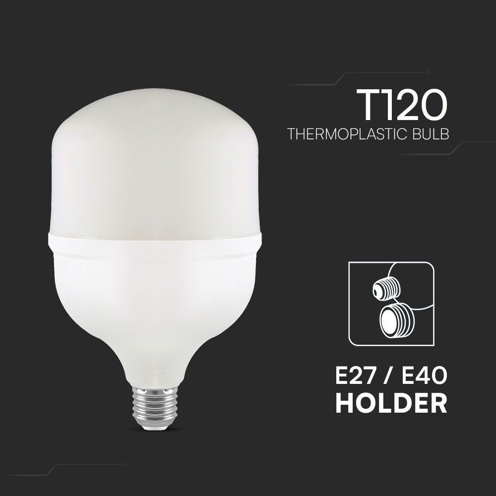 V-Tac 40W LED pære - T120, E27 med E40 ringadapter - 230V, 4320lm, RA80