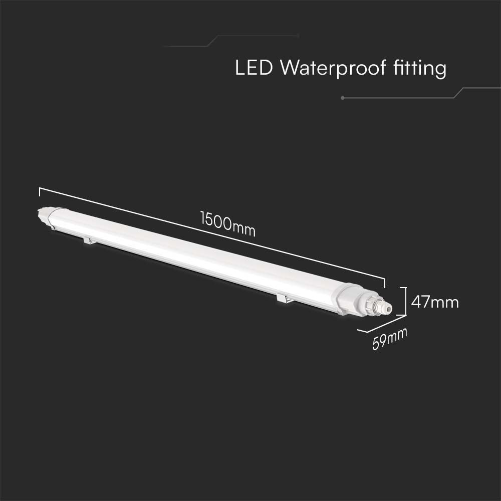 V-Tac 48W LED armatur - 150 cm, vandtæt (IP65), 5200lm, RA80, 230V