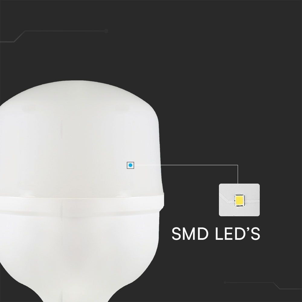 V-Tac 30W LED pære - T100, E27 med E40 ringadapter - 230V, 3210lm, RA80