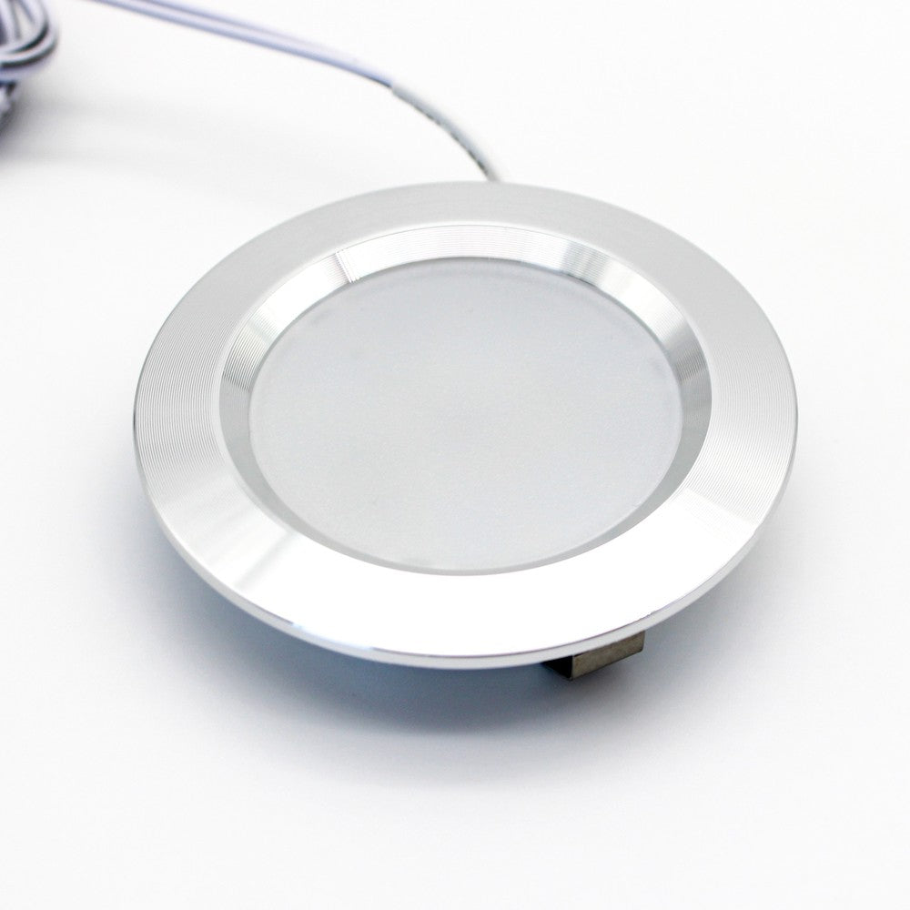 LEDlife Reco68 møbelspot - Børstet stål, inkl. dæmpbar strømforsyning, 3 stk. - 2,5W LED, erstatter 25W, 12V input, 180lm, RA80