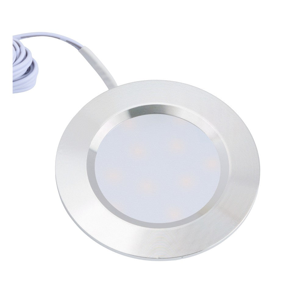 LEDlife Reco68 møbelspot - Børstet stål, inkl. dæmpbar strømforsyning, 3 stk. - 2,5W LED, erstatter 25W, 12V input, 180lm, RA80