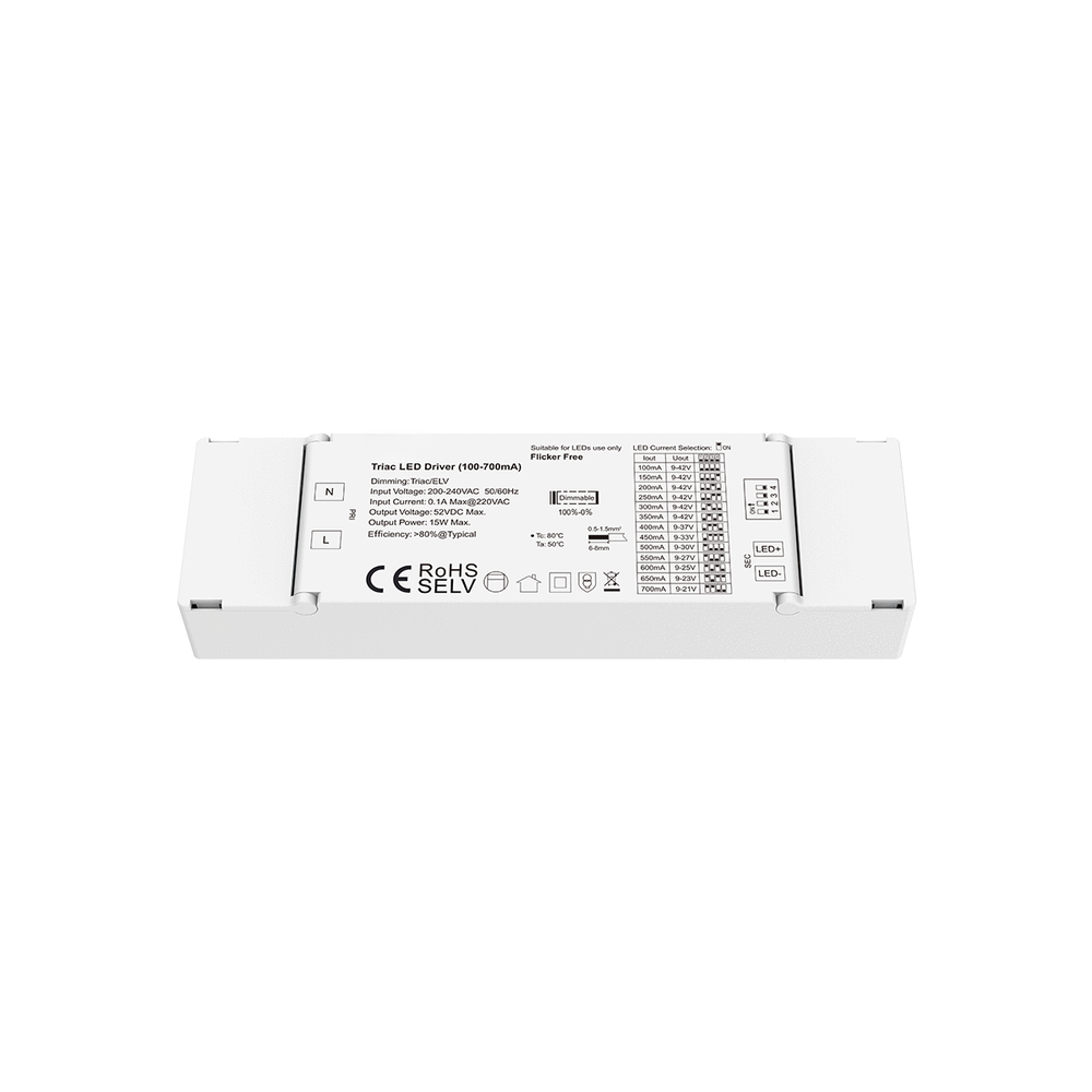 15W Triac dæmpbar LED panel driver - Input 230V, Output 9-42V, 100-700mA