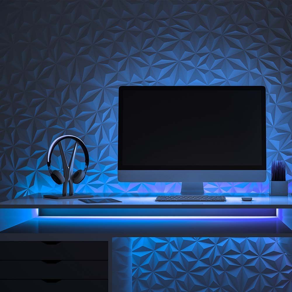 V-Tac Blå 10W/m COB-LED strip på 5m, IP67, 320 LED pr. meter - 24V