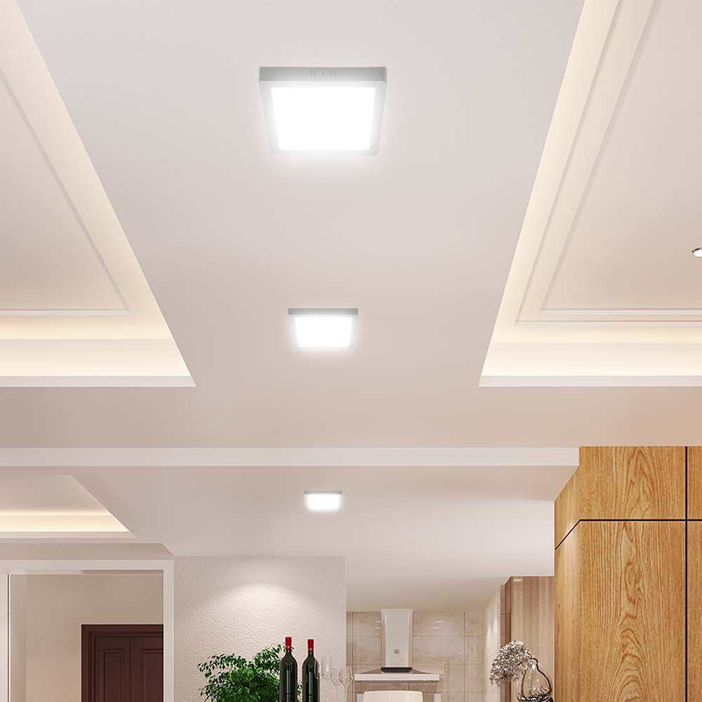 V-Tac 6W LED loftslampe - Hvid kant, inkl. lyskilde, 660lm, RA80, 12,08 x 12,08cm, 230V, 3,07cm høj