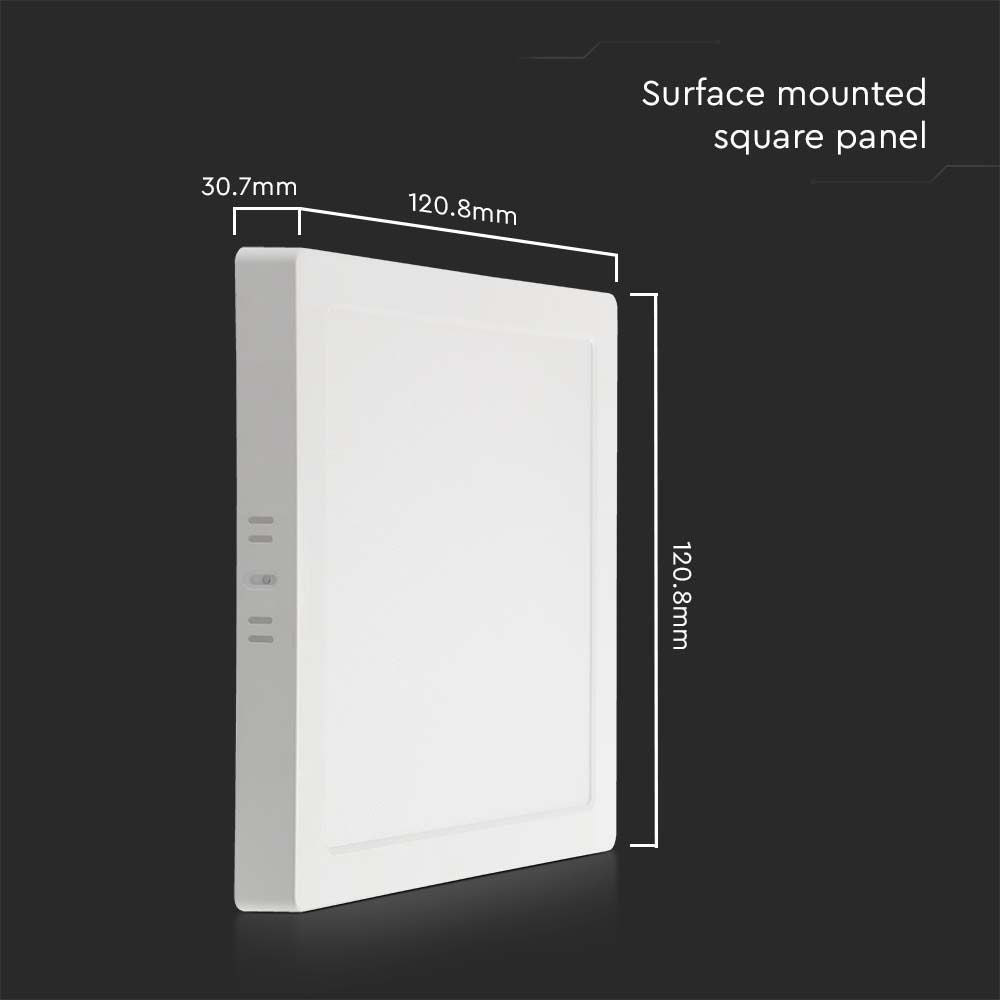 V-Tac 6W LED loftslampe - Hvid kant, inkl. lyskilde, 660lm, RA80, 12,08 x 12,08cm, 230V, 3,07cm høj