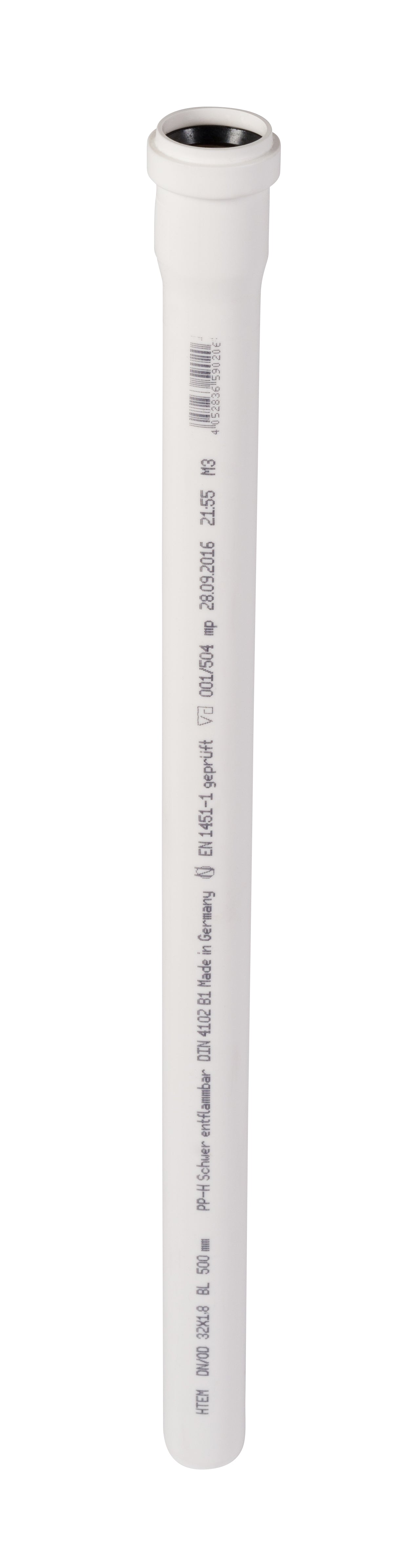 32 x 500 mm Rør afløb hvid PP