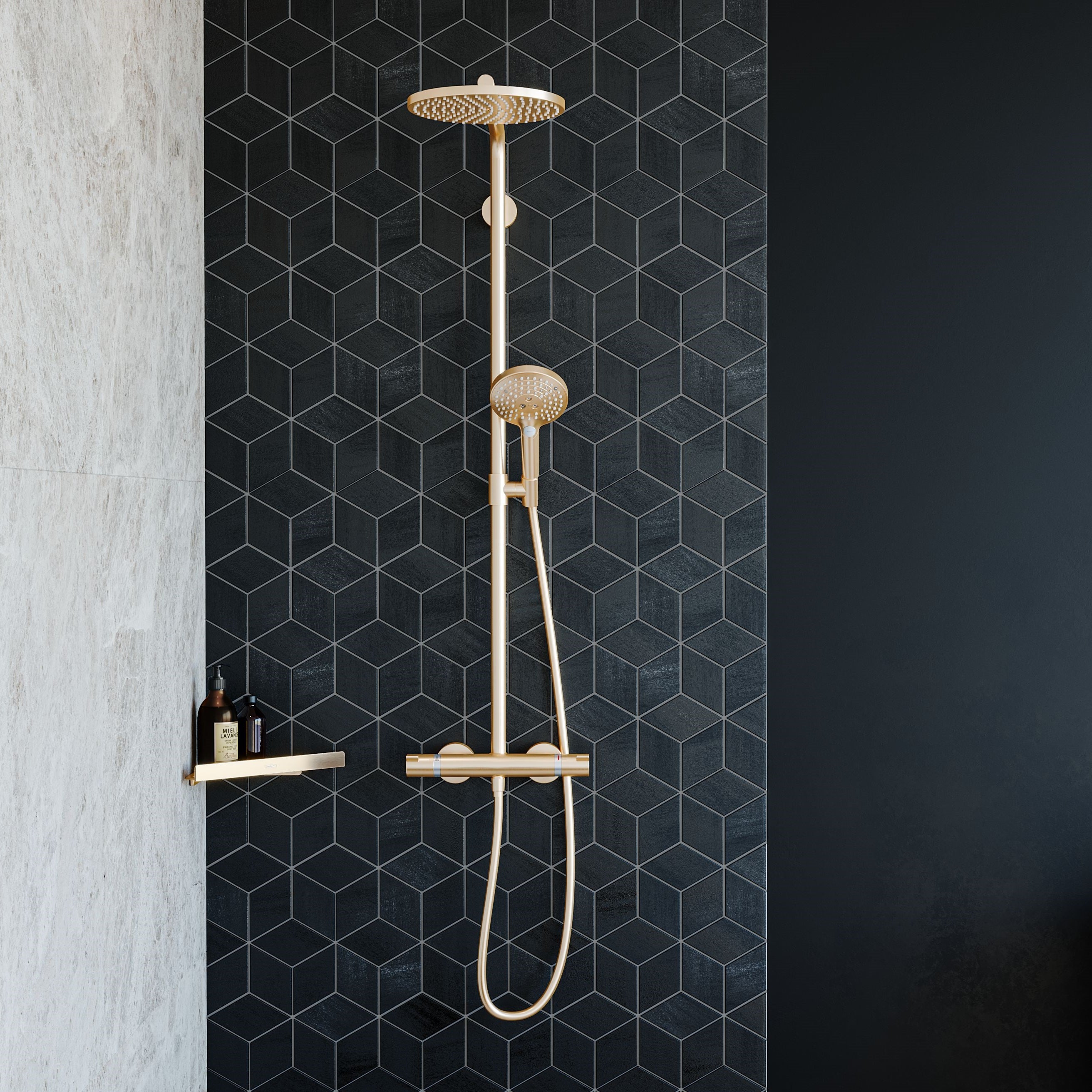 Hansgrohe Raindance Select S Showerpipe 240 PowderRain, børstet bronze