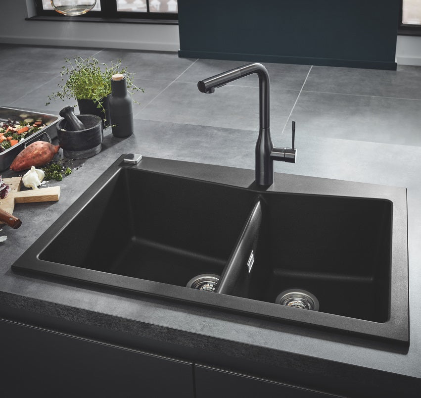 Grohe K700Kompositvaskmontering: nedfældning og underlimet