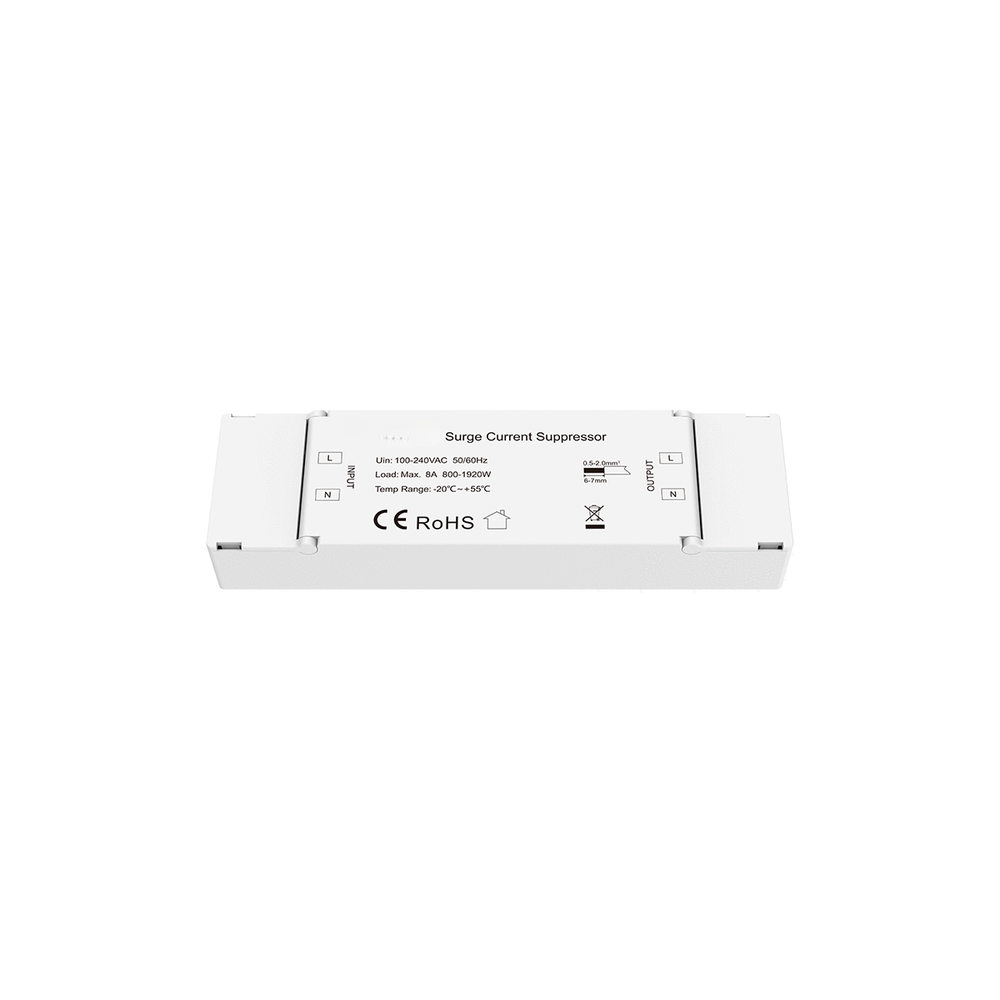 Startstrømsbegrænser til 8A/20A, 230V - Effektiv beskyttelse af dine elektroniske enheder mod strømudsving. Let at installere og bruge. Beskyt dine enheder i dag!