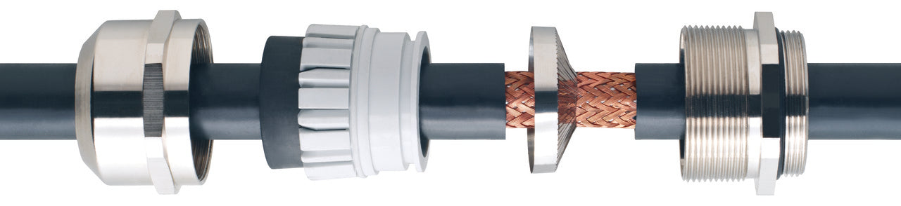 Forskruning M16 Messing, EMC, IP68, Ø4,5-10mm, gevind:5mm