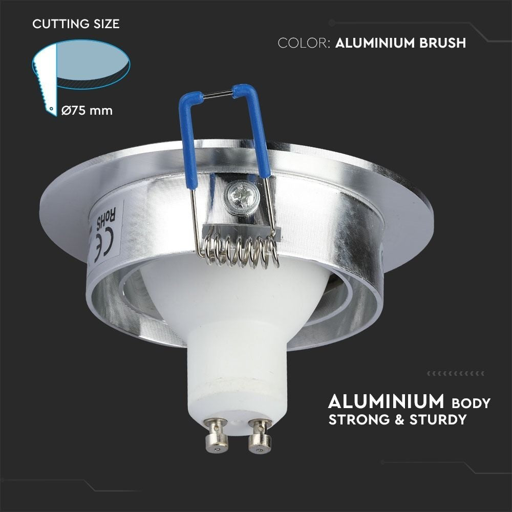Downlight kit uden lyskilde - Børstet aluminium (Ø9,1 cm) - Vælg MR16 eller GU10 fatning