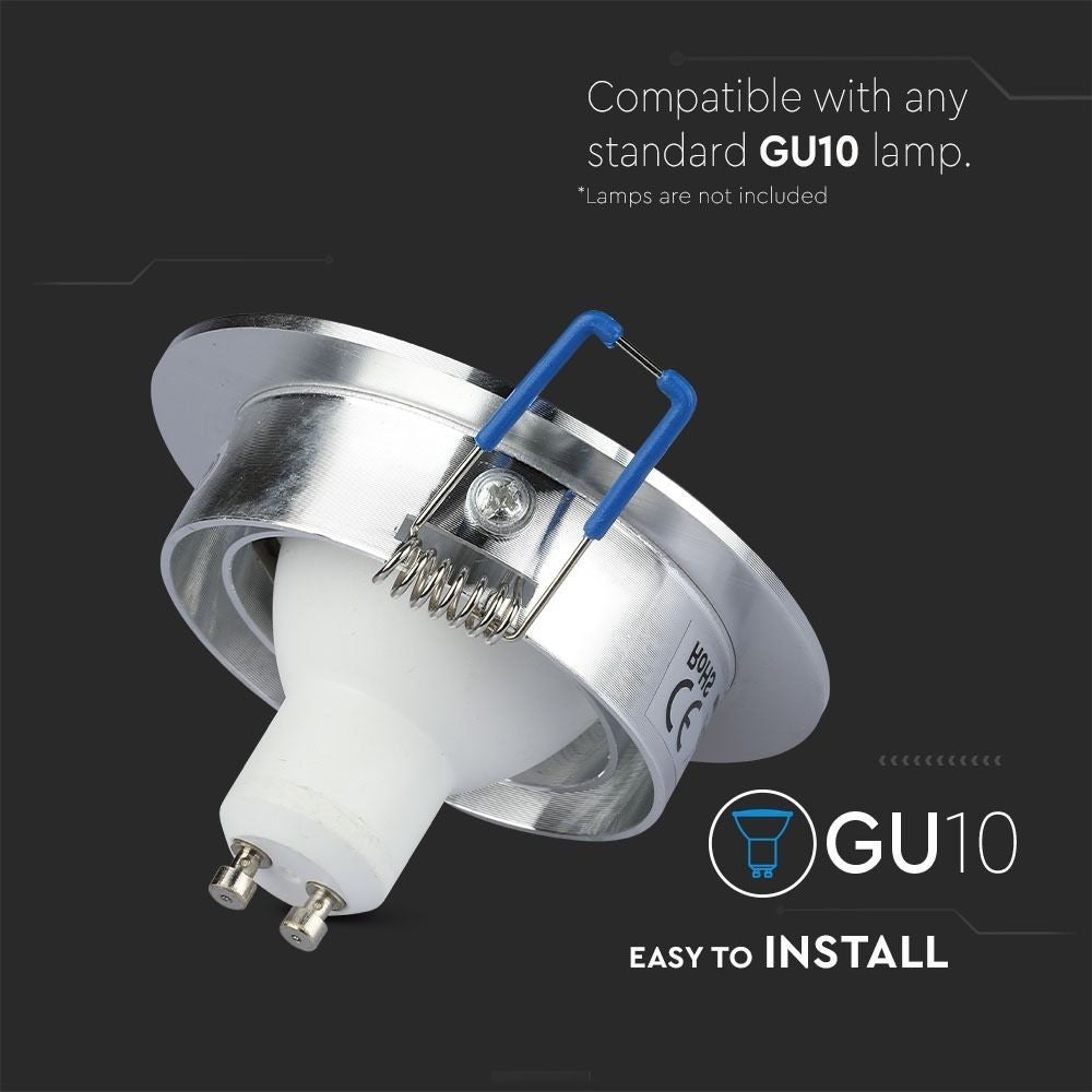 Downlight kit uden lyskilde - Børstet aluminium (Ø9,1 cm) - Vælg MR16 eller GU10 fatning