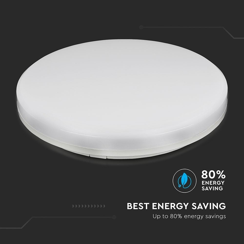 V-Tac 15W LED loftslampe - IP44, Ø20cm, 230V, inkl. lyskilde - Hvidlys 1850lm