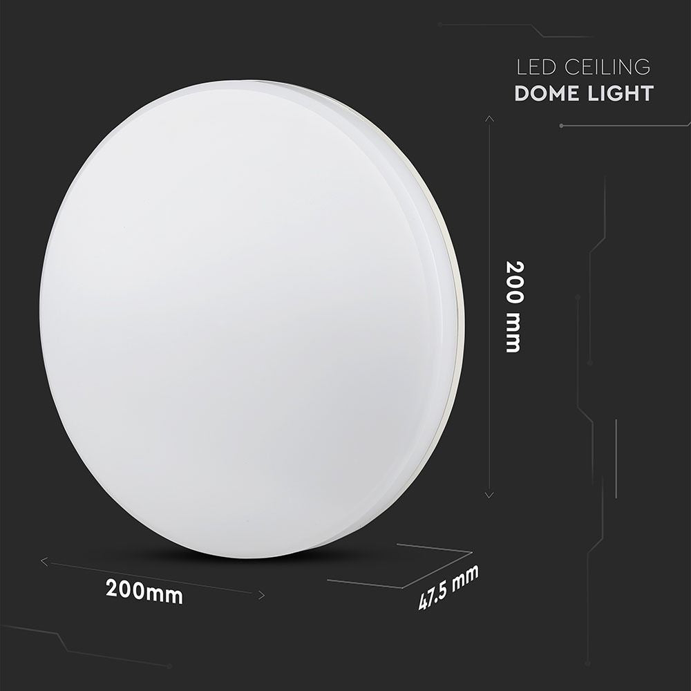 V-Tac 15W LED loftslampe - IP44, Ø20cm, 230V, inkl. lyskilde - Hvidlys 1850lm