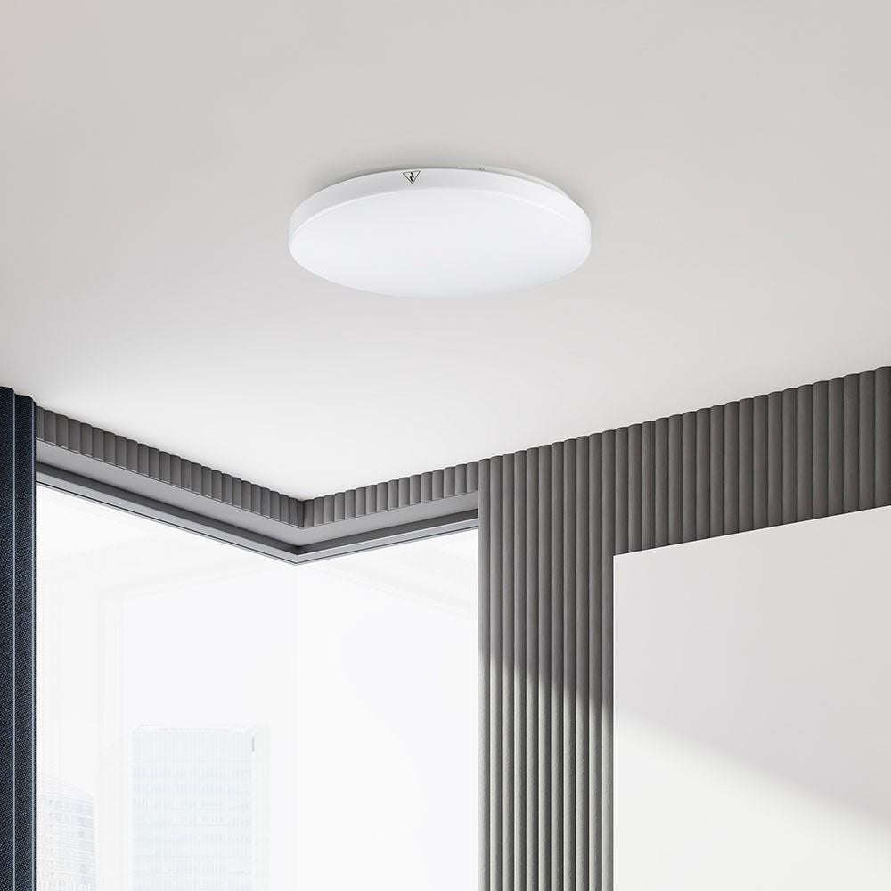 V-Tac 15W LED loftslampe - IP44, Ø20cm, 230V, inkl. lyskilde - Hvidlys 1850lm